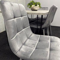 Grey Wooden Dining Table Hairpin Legs with 6 Grey Velvet Chairs - Dining Kitchen Room Furniture