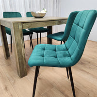 Dining Set of 4 Dining Table and 4 Green Velvet Chairs Dining Room Furniture