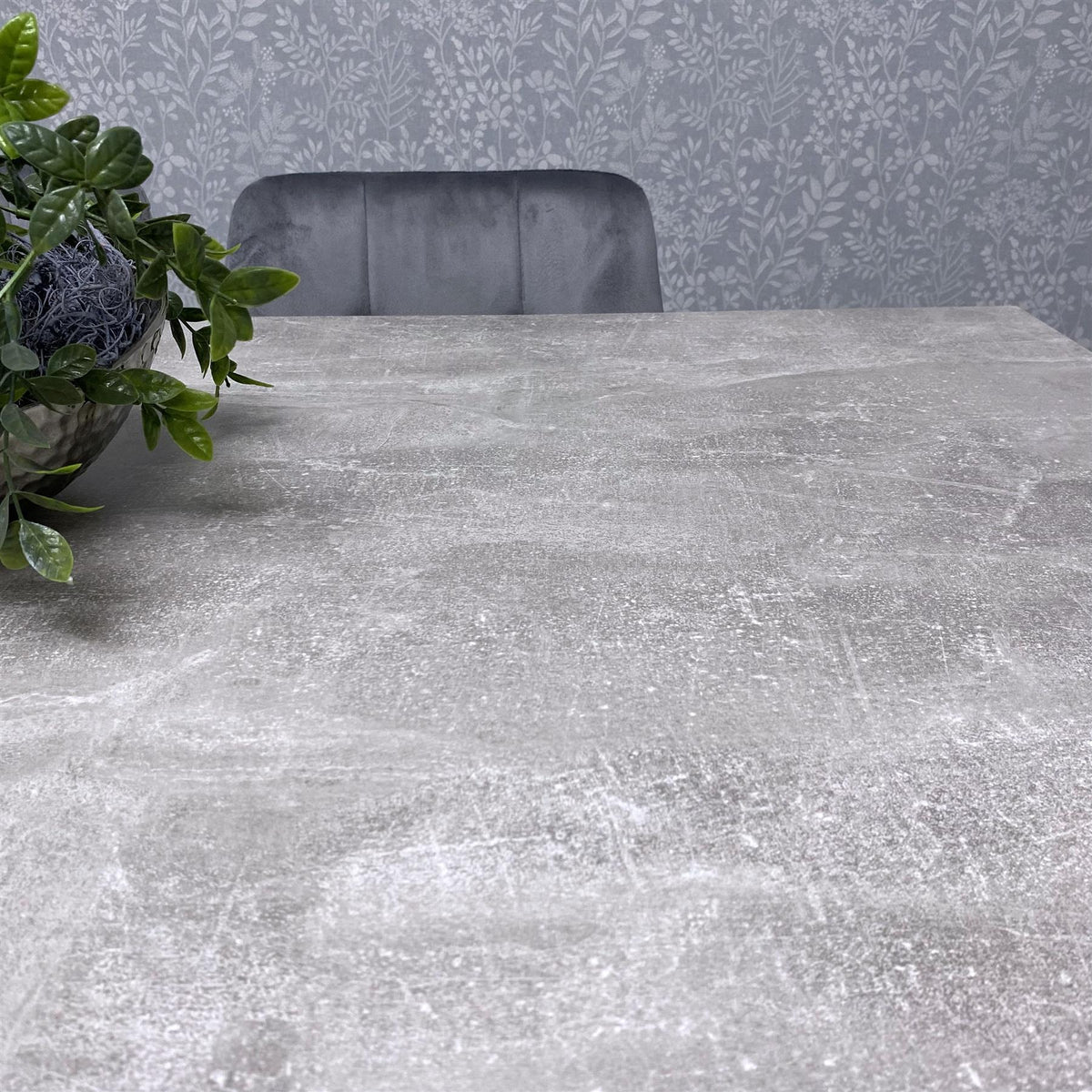 Grey Dining Table with Hairpin Legs, Bench & 4 Grey Velvet Chairs Set for Kitchen & Dining Room