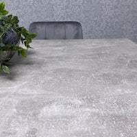 Grey Dining Table with Hairpin Legs, Bench & 4 Grey Velvet Chairs Set for Kitchen & Dining Room