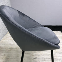 Set of 2 Grey Velvet Dining Chair Modern Metal Legs for Living Room and Office