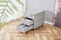 Grey Office Desk with Grey Velvet Upholstered Chair and Matching Drawer Unit