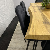 Wooden Dining Table and 6 Black Velvet Chairs - Stylish Dining Room Furniture