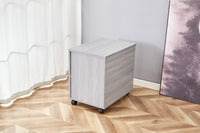 Grey Office Desk L-shaped with Black Velvet Upholstered Chair and Storage Drawers