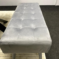 Wood Dining Set with Tufted Velvet Chairs & Grey Velvet Bench