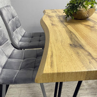 Wooden Dining Table and 4 Grey Velvet Chairs - Stylish Dining Room Furniture