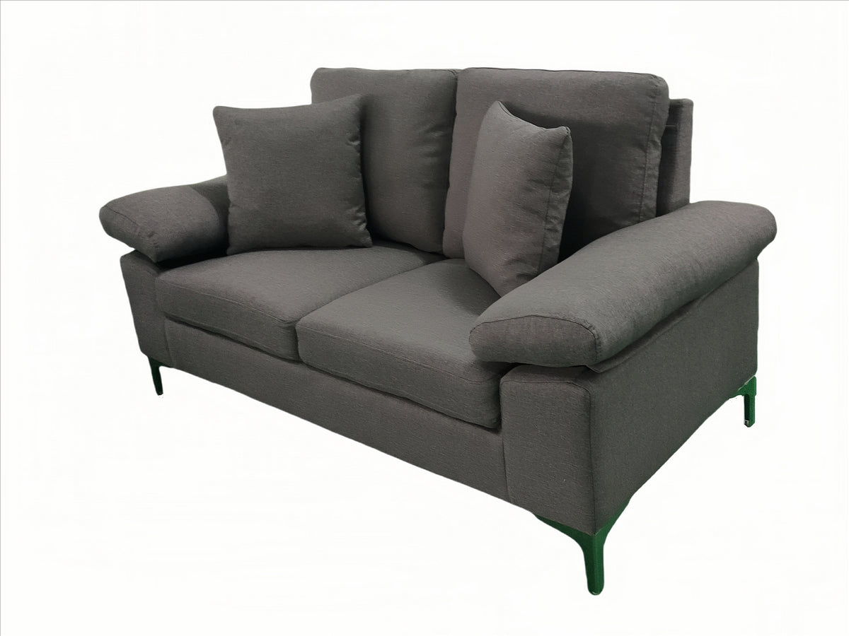 Modern One, Two & Three Seater Sofa Blue & Grey Fabric with Chrome Feet - Comfortable Couch with Cushion for Living Room, Bedroom or Office