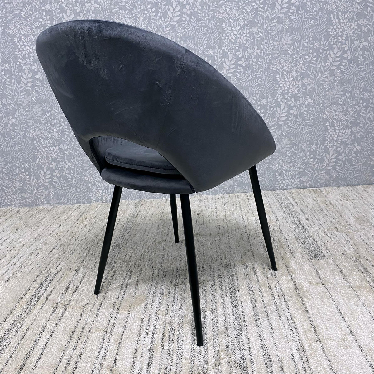 Grey Velvet Dining Chairs Set of 4 Modern Metal Legs for Living Room and Office