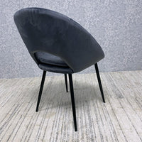 Grey Velvet Dining Chairs Set of 4 Modern Metal Legs for Living Room and Office