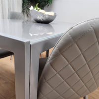 Glass Dining table and 4 grey leather chairs  Grey Glass Table And 4 Chairs kitchen dining room furniture