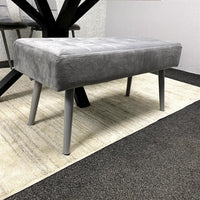 Wood Dining Set with Tufted Velvet Chairs & Grey Velvet Bench