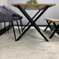 Brown Wooden Dining Table with 2 Grey Chairs and Bench - Dining Kitchen Room Furniture