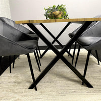 Brown Wooden Dining Table with 4 Grey Chairs - Dining Kitchen Room Furniture