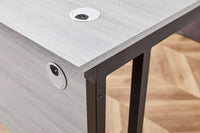 Grey Office Desk Wooden Room Furniture with Sturdy Iron Legs for Home, Study, and Office