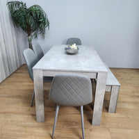 Wooden Rectangle Dining Table Sets with Set of 4 Chairs, a Bench, Grey