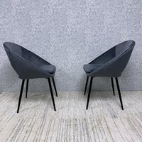 Set of 2 Grey Velvet Dining Chair Modern Metal Legs for Living Room and Office