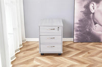 Grey Under-Desk Drawer Storage Unit with Wheels Mobile Wooden 3-Drawer Set for Home or Office