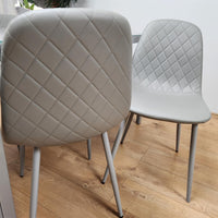 Glass Dining table and 4 grey leather chairs  Grey Glass Table And 4 Chairs kitchen dining room furniture