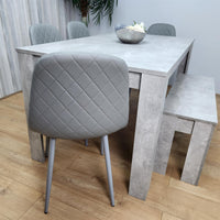 Wooden Rectangle Dining Table Sets with Set of 4 Chairs, a Bench, Grey